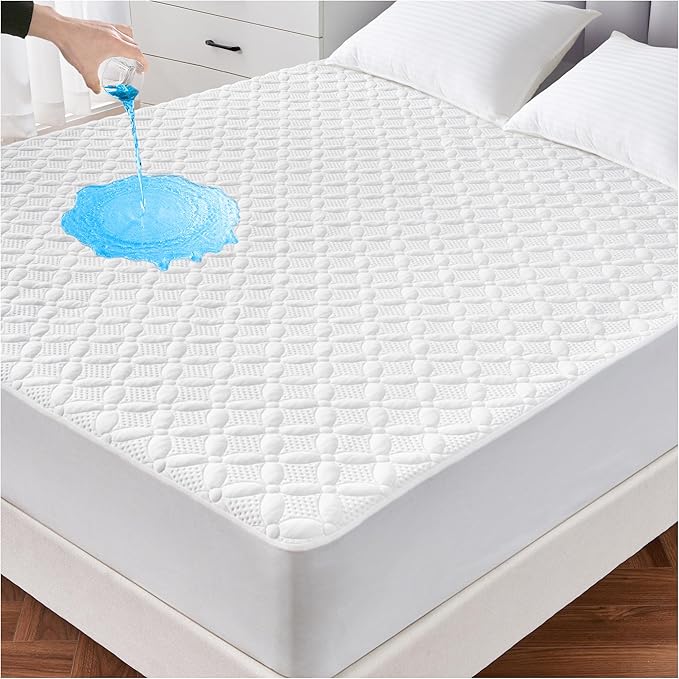 Twin XL Mattress Protector, Soft Breathable Waterproof Twin Extra Long Mattress Pad Cover, 6-16 in Deep Pockets, 39"x80", White