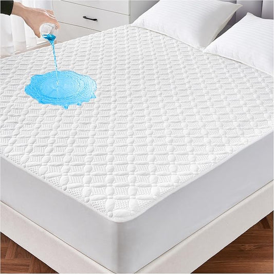 Twin XL Mattress Protector, Soft Breathable Waterproof Twin Extra Long Mattress Pad Cover, 6-16 in Deep Pockets, 39"x80", White