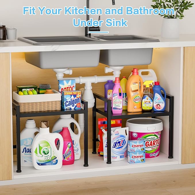 17.3 Inches Metal Storage Shelves,150LBS Heavy Duty Shelving Units and Storage For Small Appliance,Adjustable Utility Storage and Organization Shelf Rack For Kitchen Cabinet Closet Under Sink Pantry - Image 5
