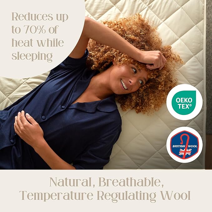 Woolroom Deluxe Hypoallergenic Mattress Protector Twin XL - 100% Natural Thermoregulating British Wool Mattress Pad - Promotes Sleep Hygiene & Mattress Protection - Machine Washable Mattress Cover