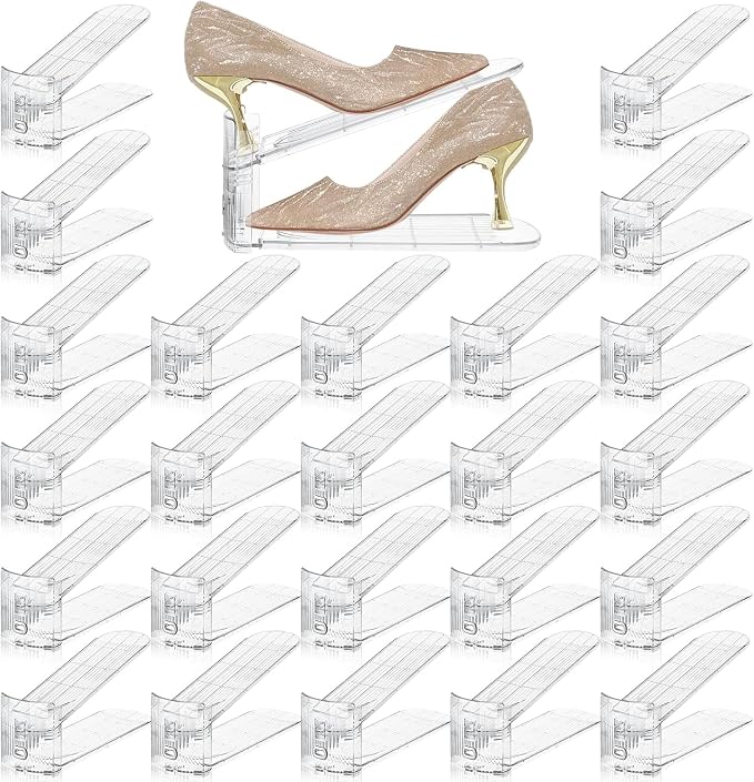 FENRUNXU Shoe Slots Organizer for Closet,30 Pack Shoe Stacker Shoes Rack Organizer for Closet Space Saver Storage Shoe Holder Organization(Transparent) by FENRUNXU