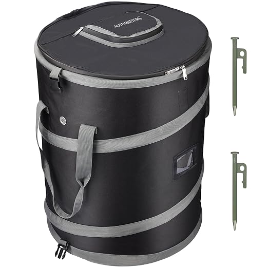 Pop-Up Trash Bin with Removable Divider, Heavy Duty Bottom, Collapsible Storage for Camping, Laundry, Storage and Garden, Waterproof and Tear Resistance Material with Air Vent by AUTOMATTERS