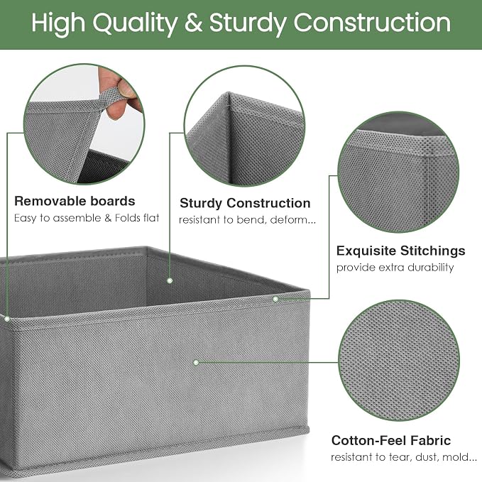 Criusia Drawer Organizer Clothes, 24 Pack Underwear Drawer Organizers, Foldable Closet Organizers and Storage Dresser Drawer Dividers Clothing Organizer for Clothes, Socks, Scarves, Bra, Ties (Grey) - Image 3