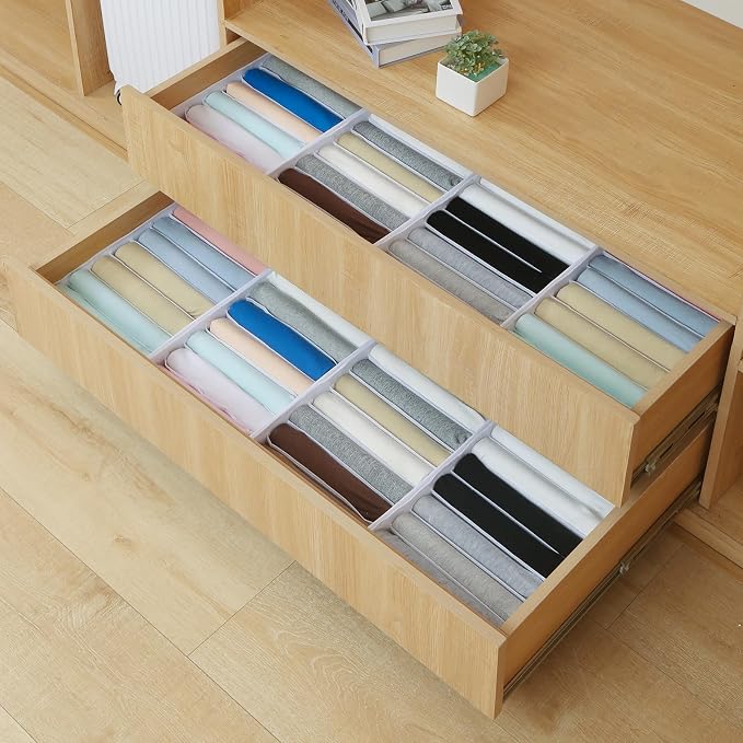 Qozary 4 Pack Drawer Organizers for Clothing, 8 Grids Foldable Closet Organizers and Storage Bins for Bedroom, Dresser Organizer Boxes for Thin T-shirts, Tank Tops - Image 5