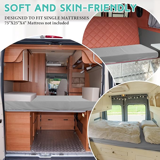 2-3 Inch Mattress Topper Cover (Only Cover) Memory Foam Protector Microfiber Memory Foam for Latex Mattress Topper Gel RV(Twin 75 x 38 Inch,Light Gray)