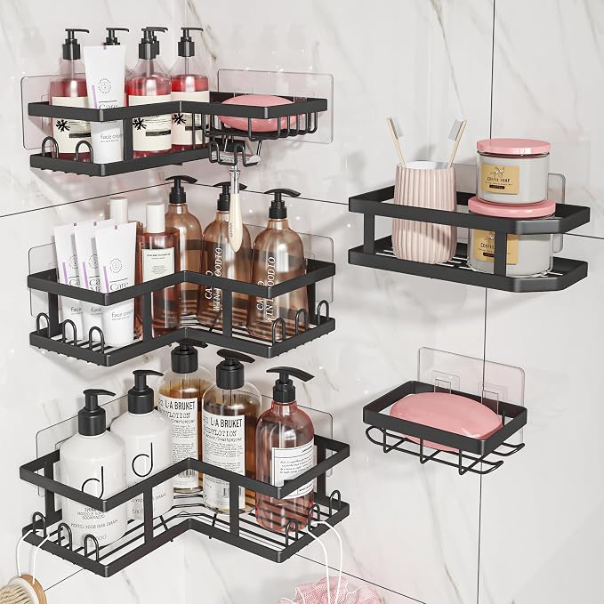 Youvip Corner Shower Caddy-No Drilling Shelves Wall Mounted, Black by YOUVIP