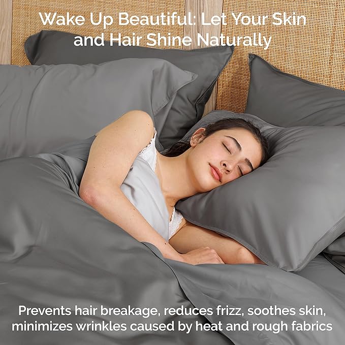 Viscose Bamboo Sheets - Cal King Sheet Set 4PC - Cooling Sheets for Hot Sleepers with Moisture Wicking Technology - Silky Soft 18 Inch Deep Pocket - Steel 72"x84"