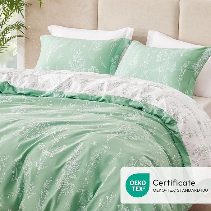 Love's cabin Sage Green Comforter Set Twin - Twin XL Size Comforter Set Dorm Bedding, 2 Pieces Cute Floral Bedding for Women, Soft Reversible Flowers Comforter, 1 Comforter & 1 Pillow Sham