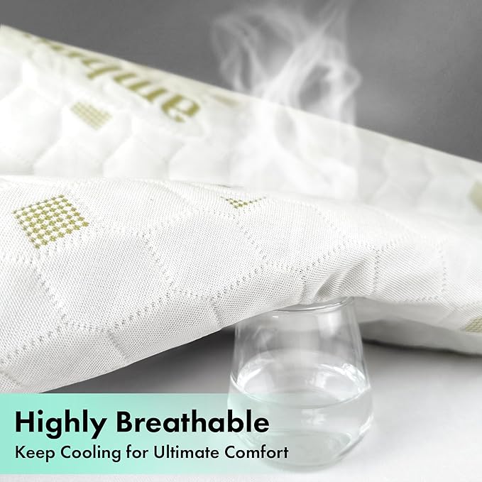 Ambesonne Fitted Nonslip 100% Waterproof Mattress Protector 3D Air Fabric Cover Bed Pad Fiber Smooth Noiseless Texture for a Hotel Quality Comfortable Sleep, 8''-21'' Deep Pocket, Full