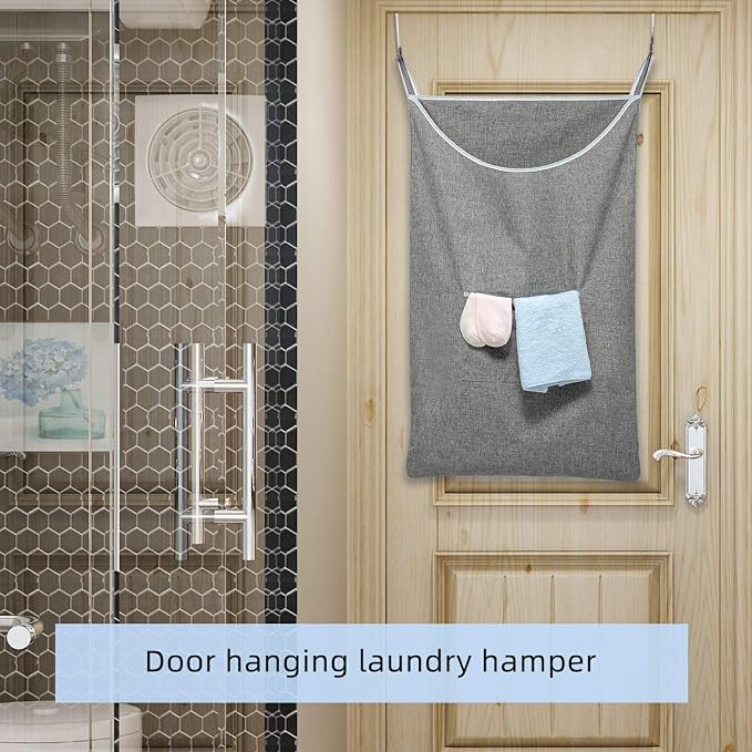 SAVERHO X-Large Door Hanging Hamper Bag,2 Pack Large Capacity Hanging Laundry Hamper Basket with Wide Opening Dirty Clothes Laundry Hamper Storage Bag Size 35X22inch(Grey-2Pack) - Image 3