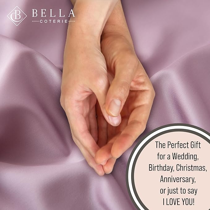 Bella Coterie 7 Piece Luxury Bamboo Viscose Split King Size Sheet Set | 2 Fitted Sheets for Adjustable Beds | 100% Organically Grown | Cooling for Hot Sleepers | 4 Pillowcases [Lilac]