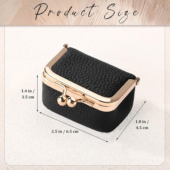 Zivyes Mini Jewelry Box Travel Small Coin Purse Organizer Case Genuine Leather Tiny Size (Black1) - Image 6