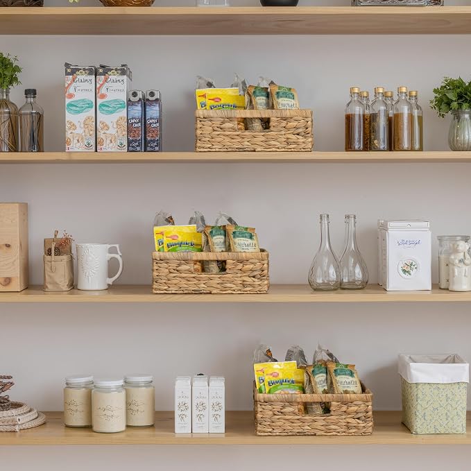 StorageWorks Pantry Baskets, Wicker Storage Baskets for Organizing, Shelves, Pantry Organizers and Storage, Water Hyacinth, 13"L x 10¼"W x 4 ¾"H - Image 5