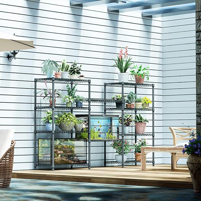 IZEUK 4-Tier Outdoor Metal Storage Shelving Unit, Heavy Duty Wire Rack Organizer with Rust-Resistant and Corrosion-Proof Coating (Grey, 17.7" D x 35.43" W x 59" H) - Image 6