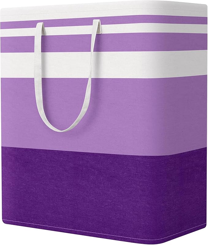 StorageRight Large Collapsible Laundry Basket Hamper with Easy Carry Handles，Freestanding Clothes Hampers for Laundry, Bedroom, Dorm, Towels, Toys, 100L, Purple by StorageRight