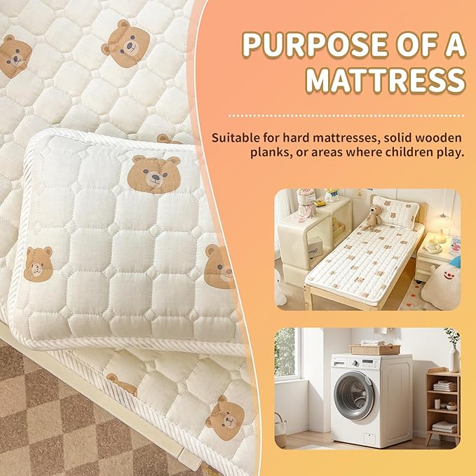 Baby Crib Mattress Cover Protector, Toddler Mattress 100% Cotton Mini Baby Mattress Protector Cushion,Toddler Mattress Topper。Cot Mattress Pad, Crib Cushion Bed Sheets