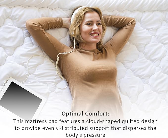 ZOYER Queen Mattress Cover, Quilted Waterproof Mattress Protector Queen Size, Hexagonal Design Mattress Pad Stretches Up to 16 Inches Deep Pocket, Breathable, Extra Soft Mattress Topper (White)