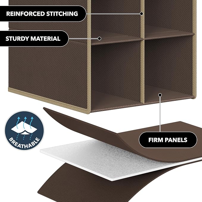 Simple Houseware 20 Section Shelves Hanging Shoes Organizer Holder for Closet, Brown - Image 5