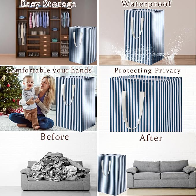 Waterproof Laundry Hamper 75L Collapsible Laundry Basket Extended Cotton Handle Laundry Bag Large Clothes Storage Toy Organization for Bathroom Bedroom Laundryroom College Dorms - Image 3