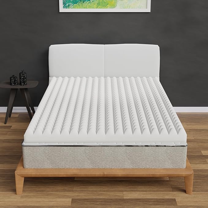 Zayton, 3-Inch Convoluted High Density Foam Mattress Topper, CertiPUR-US Certified for Superior Comfort and Support, Full, Green
