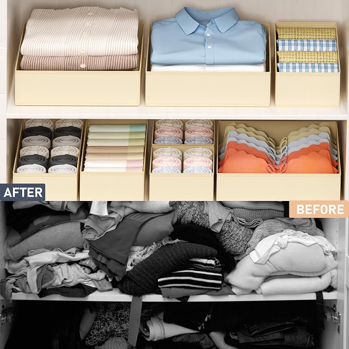 DIMJ Drawer Organizer Clothes - 18 Pack Closet Drawer Organizer Bins for Baby Clothes Storage, Fabric Dresser Organizer for Nursery Bedroom, Foldable Small Drawer Dividers for Underwear Socks - Image 4