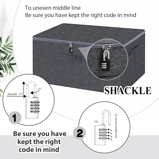 Briwooody Discreet Lockable Toy Bag Storage Organizer Toy Bag Storage Bins Case with Zipper Lid for Women and Men Clothes Container (Gray,23.6 x 15.8 x 11.8 Inch) - Image 5