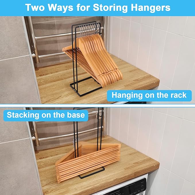 Hanger Organizer 4Pack Clothes Hanger Holder Organizer for Closet Laundry Room Coat Hanger Stacker for Wire Hangers Rack Stand Caddy for Adult Kids Velvet Pants Hangers Storage - Image 2