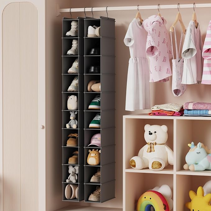 MAX Houser 10-Shelf Hanging Shoe Shelf Organizer, Hanging Shoe Storage for Closet,Pack of 2(Grey) - Image 4