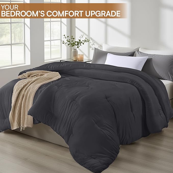 Utopia Bedding Comforters Twin Size, All Season Duvet Insert, Down Alternative Twin Comforter with Corner Tabs, Machine Washable Bed Comforter 64 x 88 Inches (Grey)