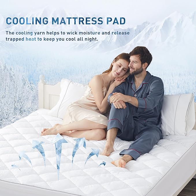 Sunflower Cooling Quilted Full Mattress Protector, Mattress Pad Chill Soft, Full Mattress Cover, 18-22" Extra Deep Pocket Thin Version, Machine Washable Durable