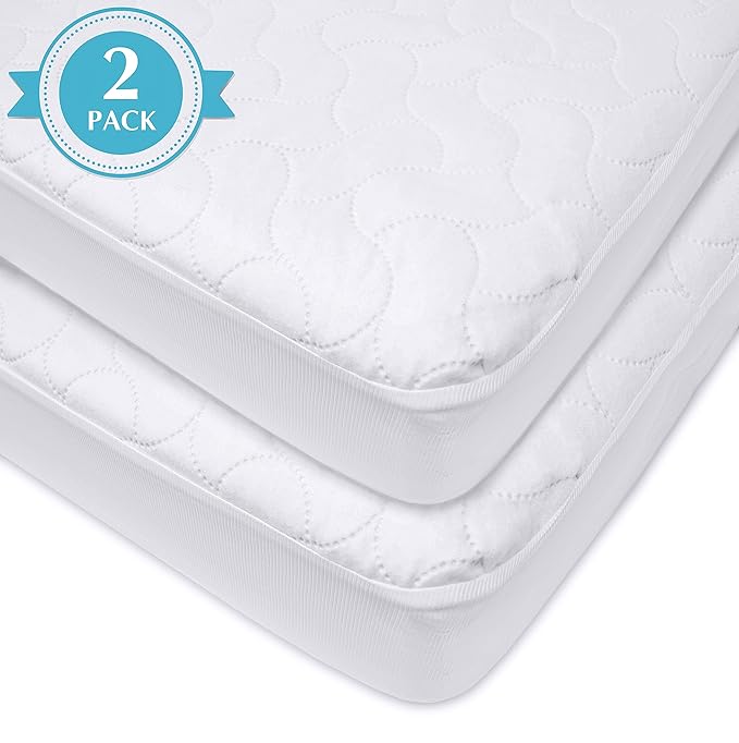 American Baby Company 2 Pack Waterproof Fitted Pack and Play Mattress Protector 39" x 27" - Quilted, Noiseless, Soft & Breathable Playpen and Pack n Play Mattress Cover