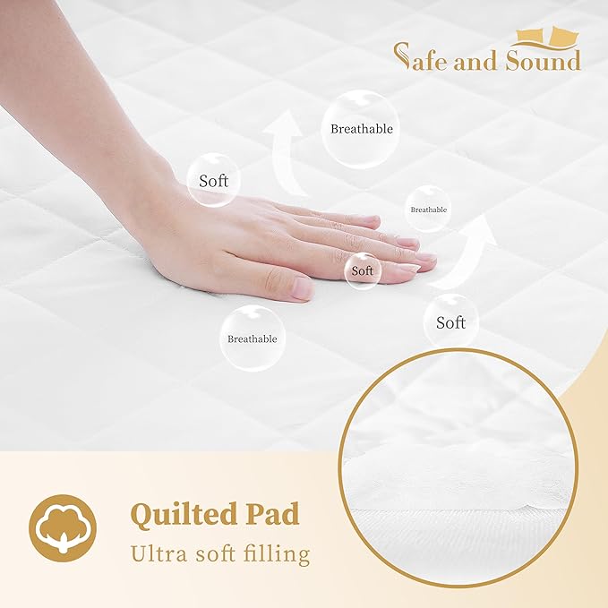Quilted Fitted Twin Mattress Pad Cover, Waterproof Mattress Protector, Deep Pocket Elastic Fits Up to 18'', Breathable Soft Alternative Filling Mattress Pad (2 Pack)