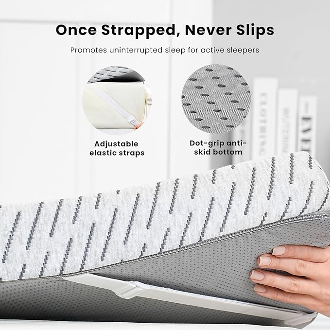 Bamboo Mattress Topper Full Size 2 Inch, Cooling Gel & Bamboo Charcoal Memory Foam Mattress Topper for Back Pain Relief, Firm Dual-Layer Foam Bed Pad with Removable Cover