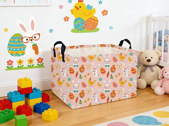 Rectangle Easter Baskets Kids Baskets Cute Storage Bin Organizer Box for Room Decor Gift Basket - Image 5