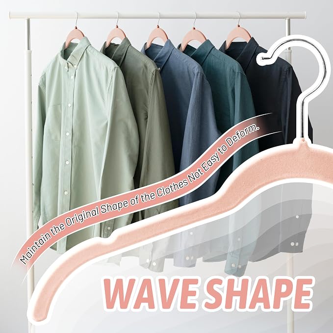 Sishynio Premium Velvet Shirt Hangers 30 Pack, Non-Slip 360° Swivel Hook Space-Saving Felt Hanger, Slim Flocked Hangers for Blouses, Strappy Dresses, Tank Tops(Pink) - Image 4