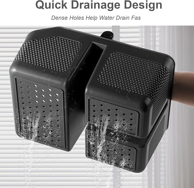 rejomiik Shower Caddy Portable with Bamboo Handle, Plastic Basket Cleaning Caddy Organizer Storage Tote for Bathroom, College, Dorm Room Essentials, Dark Gray - Image 4