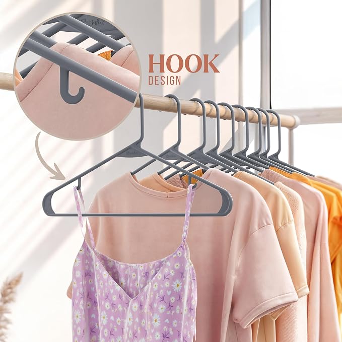 Plastic Hangers 20 Pack Grey - Clothes Hangers - Makes The Perfect Coat Hanger and General Space Saving Hangers for Closet and New Apartment Essentials - Percheros Ganchos para Colgar Ropa Hangars - Image 5