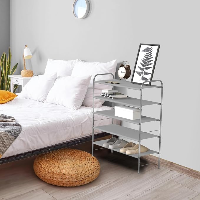 Simple Houseware 5-Tier Shoe Rack Storage Organizer, Grey - Image 7
