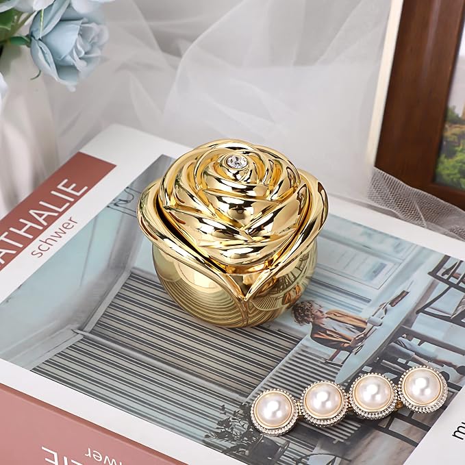 Hipiwe Rose Shape Vintage Jewelry Box - Gold Metal Trinket Organizer Small Jewelry Storage Holder Treasure Box Case Keepsake Box for Rings Earrings Necklace Gift for Women, Large - Image 6
