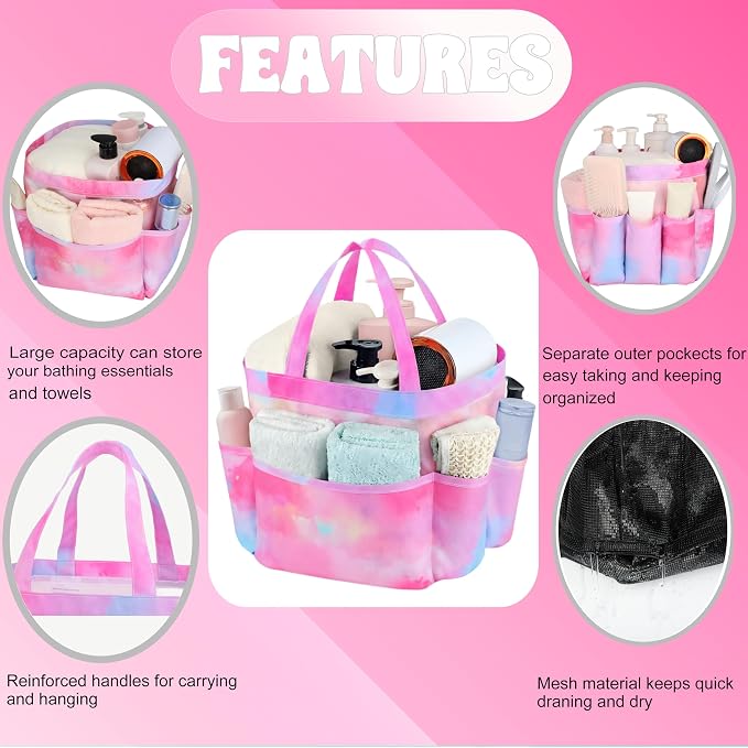 Attmu Mesh Shower Caddy Portable, Quick Dry Hanging Shower Tote Bag for College Dorm Room Essentials, Large Capacity Caddy Dorm for Bathroom Gym Swimming - Image 5