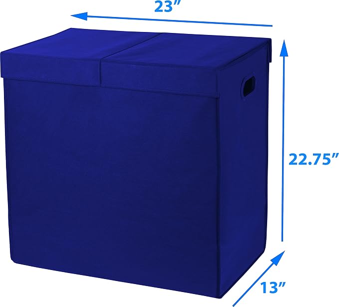 Simple Houseware Double Laundry Hamper with Lid and Removable Bags, Dark Blue - Image 7