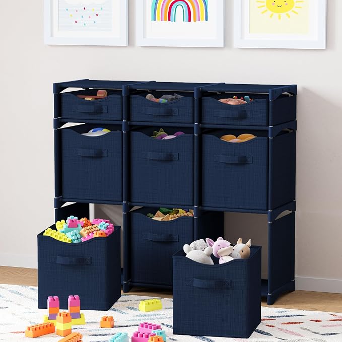 Cube Storage Organizer with Storage Bins Included - The Perfect Closet Organizers and Storage Solution. Includes 9 Storage Cubes, Great For Toy Storage, Closet Storage, Clothes Storage (Navy) - Image 3