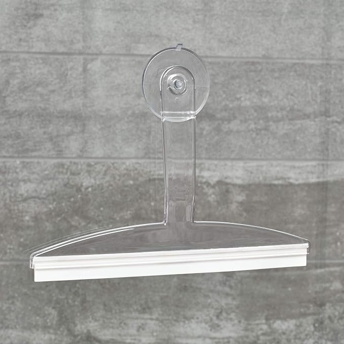 iDesign 22300 Plastic Plastic Suction Squeegee with Storage Hook Shower, Window, and Mirror Accessory for Master, Guest, Kids' Bathroom Cleaning, 12" x 10", Clear - Image 3