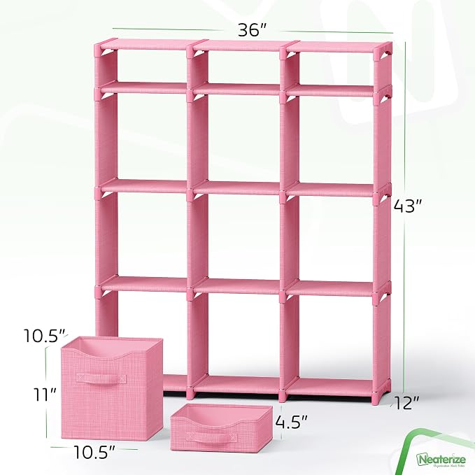 Cube Storage Organizer with Storage Bins Included - The Perfect Closet Organizers and Storage Solution. Includes 12 Storage Cubes, Great For Toy Storage, Closet Storage, Clothes Storage (Pink) - Image 2