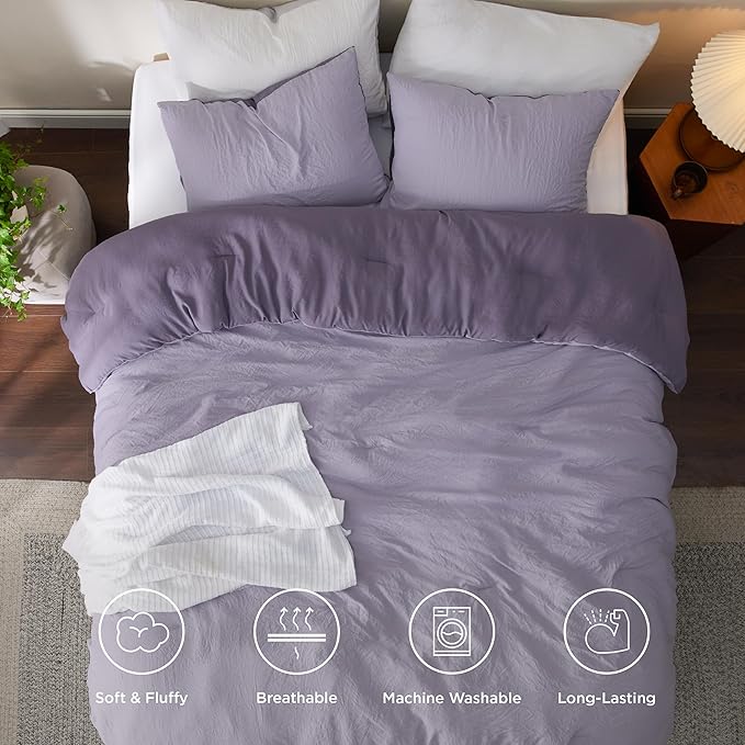 Bedsure Twin/Twin XL Comforter Set, Dark Gray Soft Prewashed Bedding for All Seasons, 2 Pieces GentleSoft™ Bed Set, 1 Lightweight Comforter (68"x88") and 1 Pillowcase (20"x26")