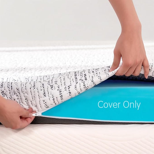 SyMax 2 Inch Mattress Topper Cover Cal King Size Mattress Topper Protector Cover (Only Cover) Breathable Removable Zipper Cover
