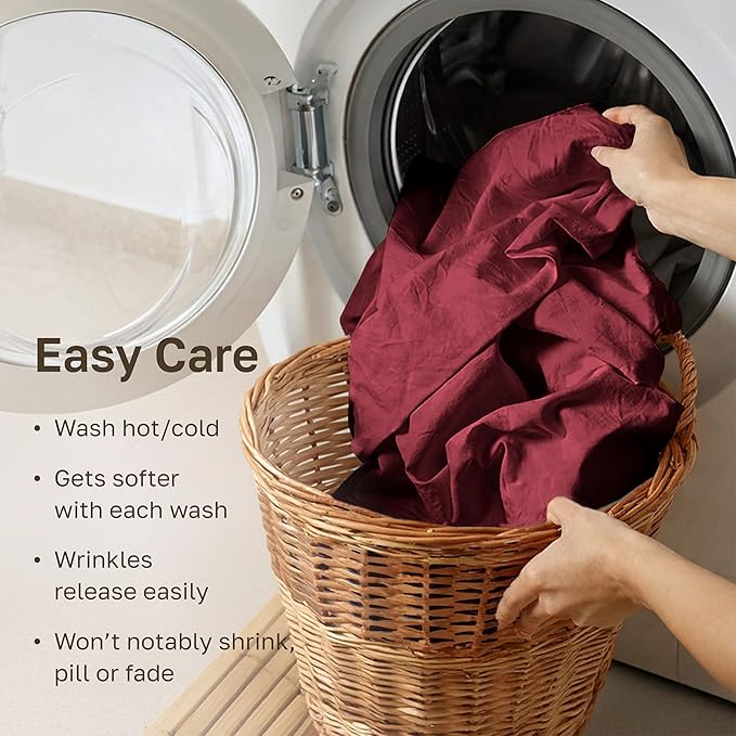 California Design Den Full Size Bed Sheets Set - Luxury 600 Thread Count Sheets, 100% Cotton Sateen, Deep Pocket Bed Sheets Full Size Set, Durable Sheets - Brick Red