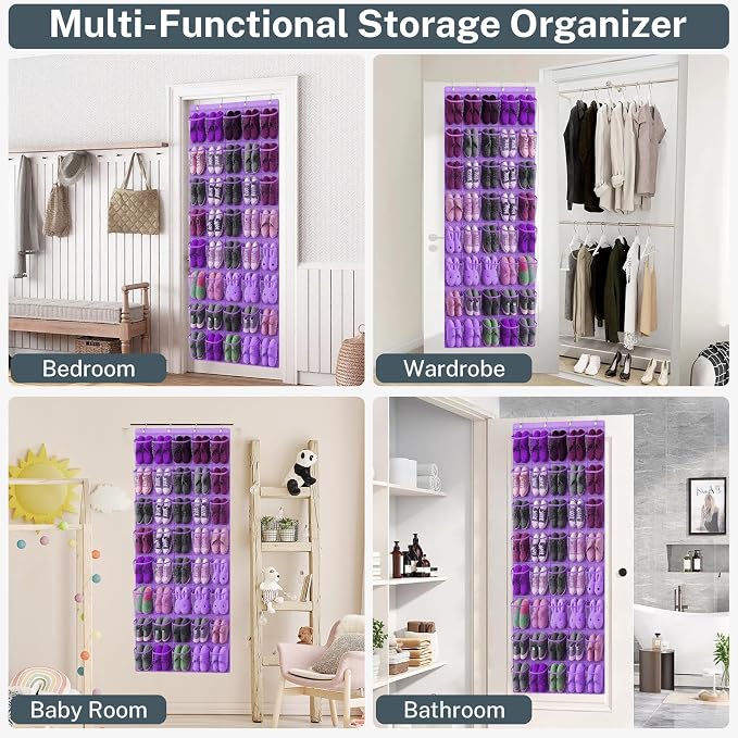 40-Pocket Over the Door Shoe Organizer - Large Mesh Pocket Hanging Shoe Organizer,Behind the Door Shoes Storage Holder Hanger - Image 7