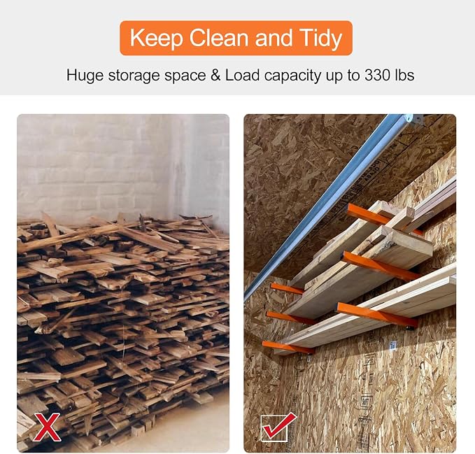 Ultrawall Wall Mount Wood Organizer Racks, Lumber Storage Metal Racks Wood Storage Racks with 3-Level (3 Pack) - Image 4