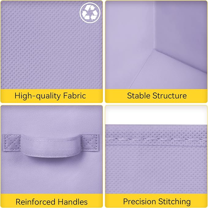 Cupic Cupid 13 Inch Storage Cube, Fabric Cube Storage Bin with Handles, Storage Cube Organizer for Clothes and Toys, Collapsible Cube Bins for Closet, Shelves, Nursery, 6-Pack, Purple Gradient - Image 7